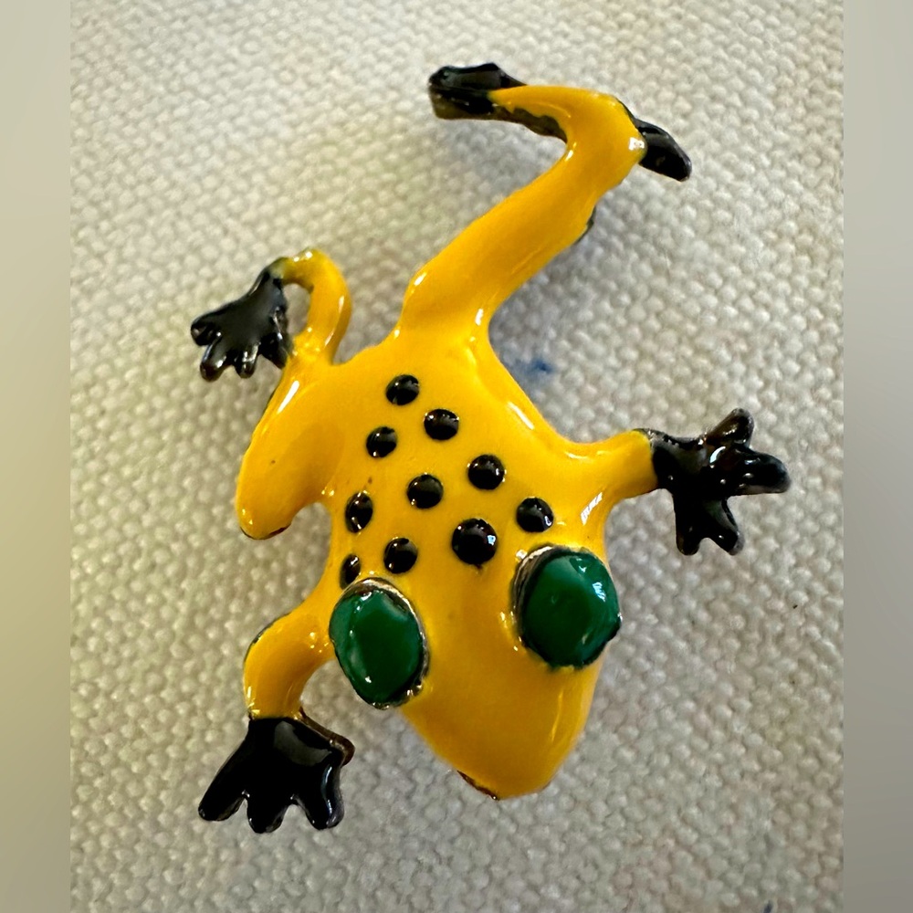 Nancy Katz BLUETTE FRANCE Enamel Poison Dart Frog Shoe Charm Clip Brooch RARE